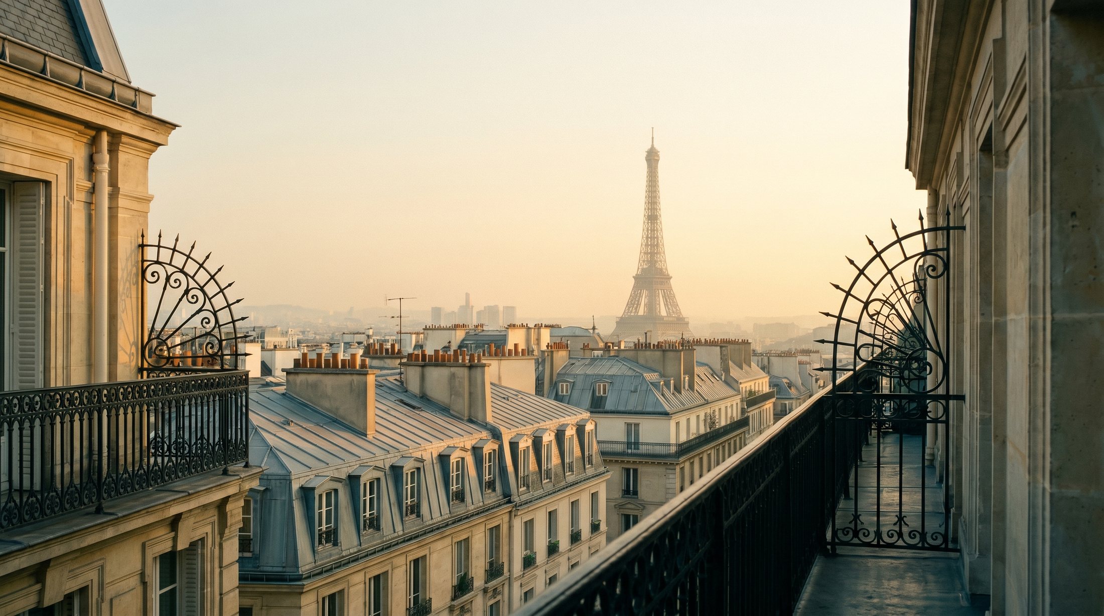Parisian rooftops with the Eiffel Tower